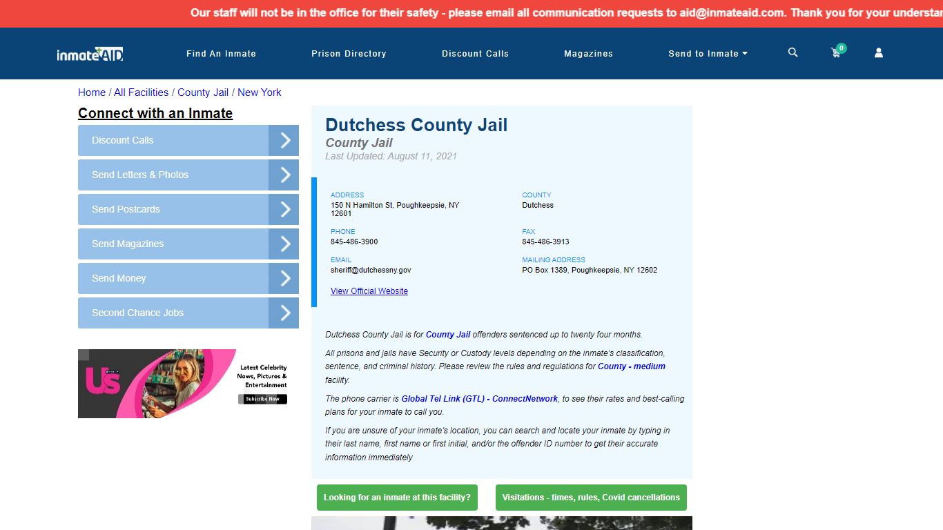 Dutchess County Jail - Inmate Locator - Poughkeepsie, NY